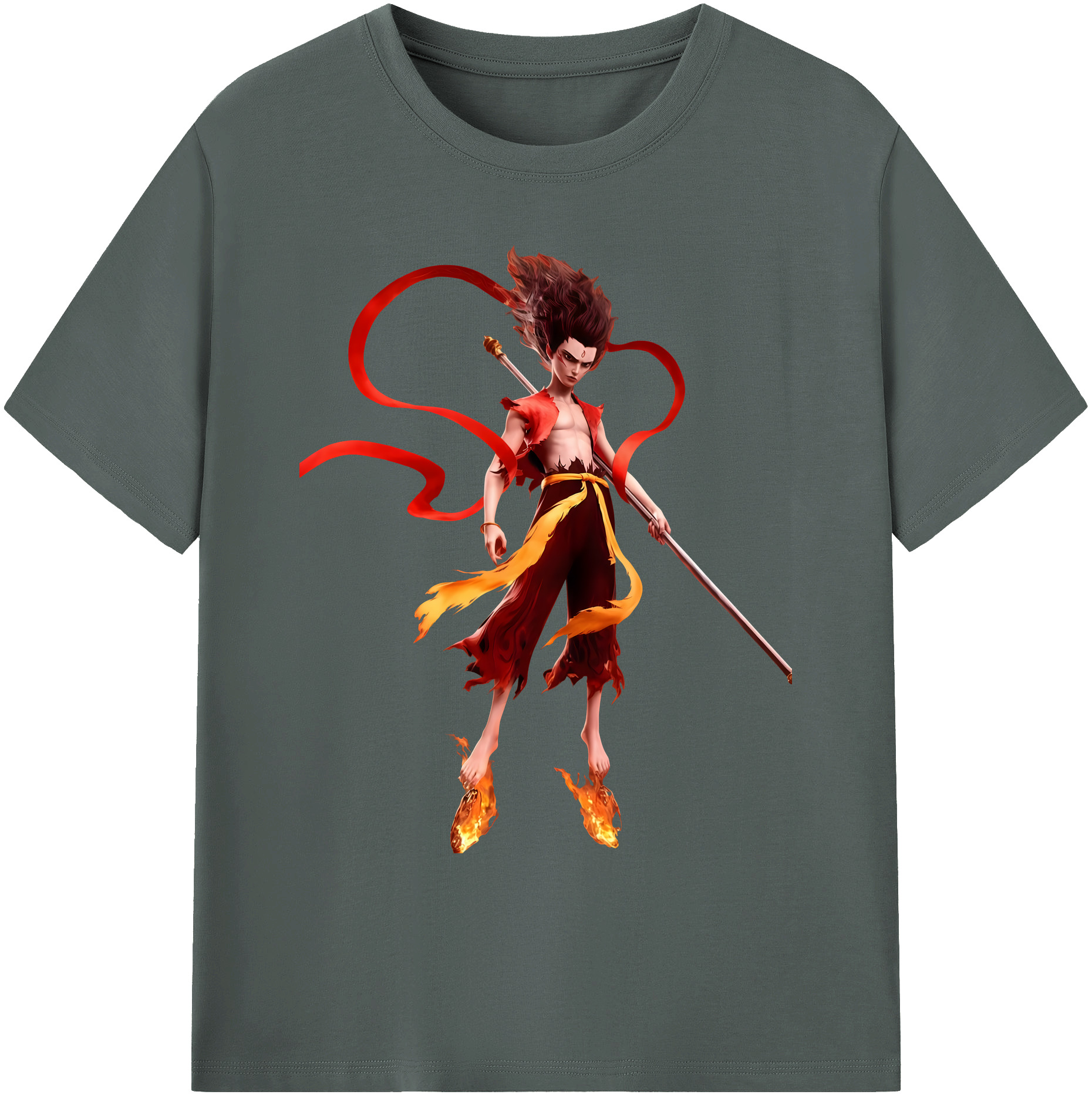 （画像用） Ne Zha 2 ナタ 魔童の大暴れ 綿100％ メンズ半袖Tシャツ｜肌触りやわらか＆通気性